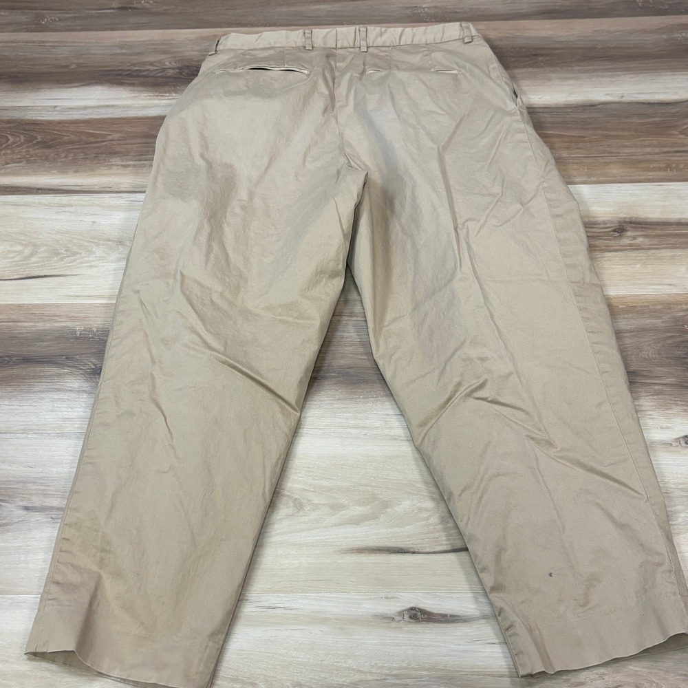 Zara Man Pleated Chinos Mens 32 Minimalist Cotton Stretch Tapered Khaki Tan - Picture 8 of 8